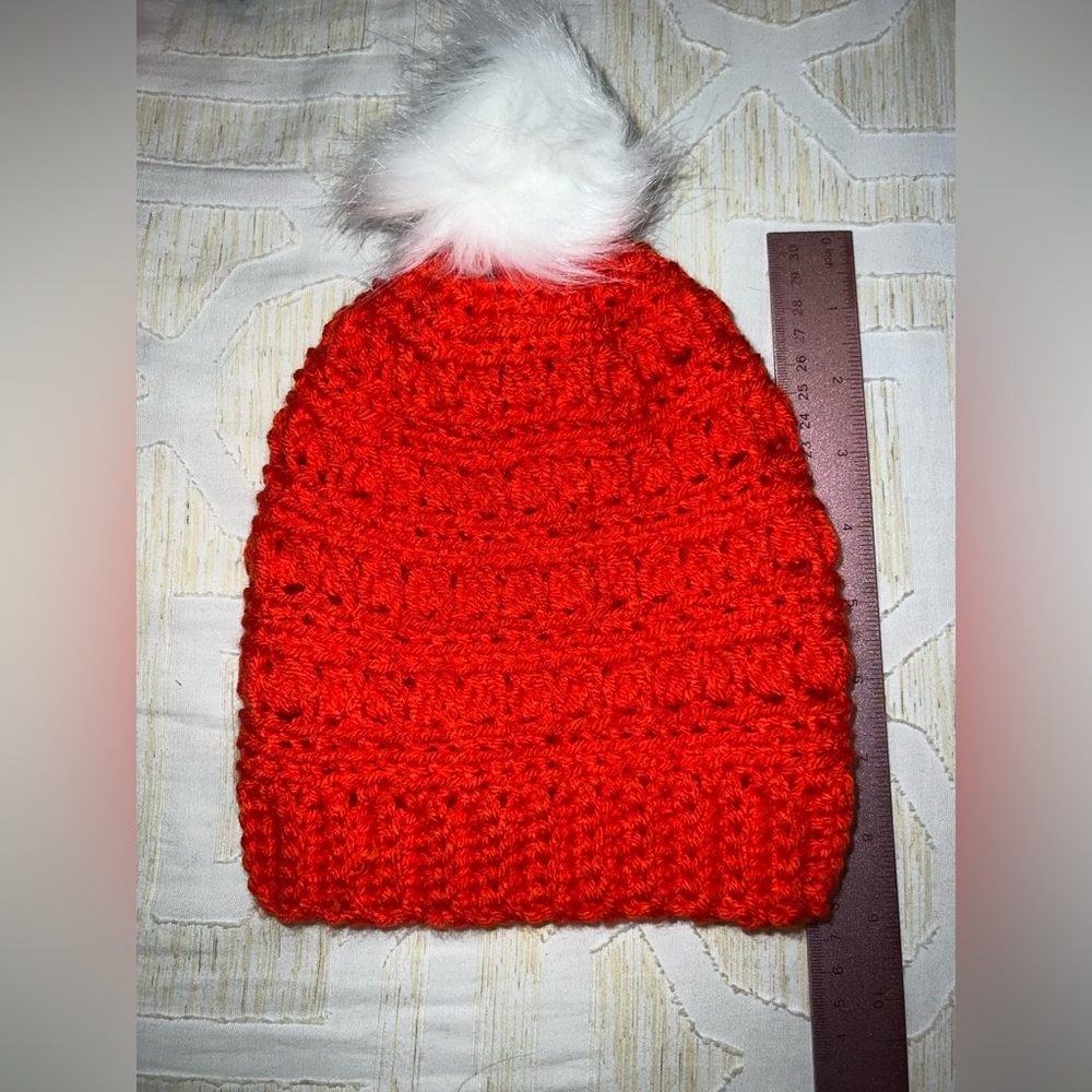 Handmade Crocheted Beanie with Puffball